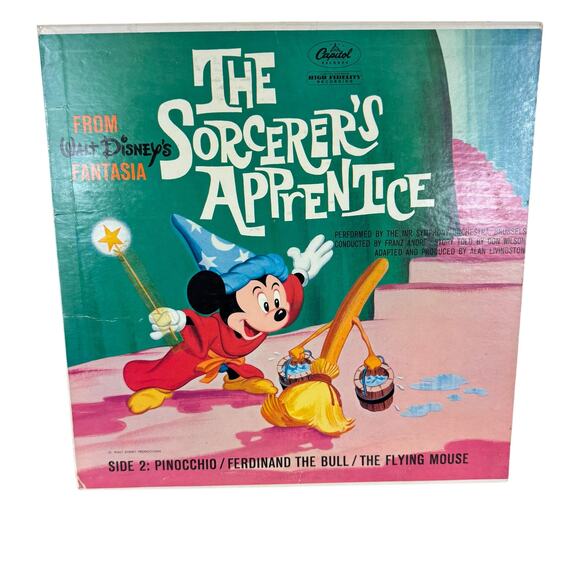 Walt Disney The Sorcerer's Apprentice Pinocchio Ferdinand The Bull 78 RPM Record - Picture 1 of 6